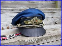 Ww2 German Luftwaffe General Crusher Cap (superb Aged Replica) Full Set