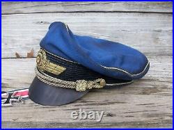 Ww2 German Luftwaffe General Crusher Cap (superb Aged Replica) Full Set