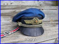 Ww2 German Luftwaffe General Crusher Cap (superb Aged Replica) Full Set