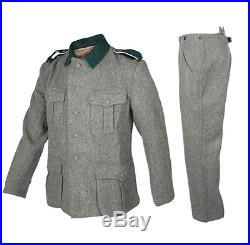 Ww2 German M36 Em Gray Green Wool Field Retro Tunic & Trousers, Size XXXL