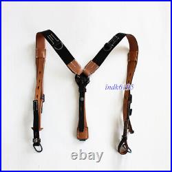 Wwii German 98k Leather Ammo Pouch Combination Equipment Solider Belt + Y Straps