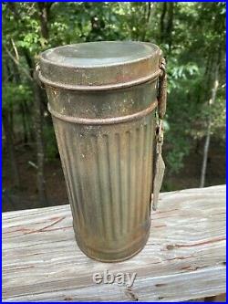 Wwii German Army Gas Mask Canister Camouflaged