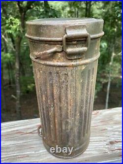 Wwii German Army Gas Mask Canister Camouflaged