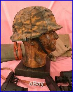 Wwii German Helmet (m40) (blurred Edge Camo Cover) (from A. T. F.) Very Nice