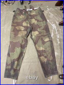 Wwii German Italian Camo M40 Field Trousers-small 32 Waist, Aged & Weathered