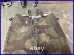 Wwii German Italian Camo M40 Field Trousers-small 32 Waist, Aged & Weathered