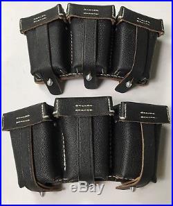 Wwii German K98 98k Rifle 1st Pattern Ammo Pouches- Black Leather