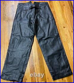 Wwii German Kriegsmarine U-boat Em Nco Crew Cold Weather Leather Trousers-medium