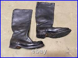 Wwii German M1931 Black Leather Jackboots- Size 11