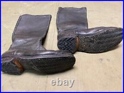 Wwii German M1931 Black Leather Jackboots- Size 11