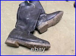 Wwii German M1931 Black Leather Jackboots- Size 11