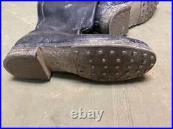 Wwii German M1931 Black Leather Jackboots- Size 11