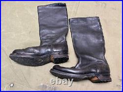 Wwii German M1931 Black Leather Jackboots- Size 11