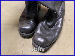 Wwii German M1931 Black Leather Jackboots- Size 11