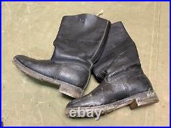 Wwii German M1931 Black Leather Jackboots- Size 11