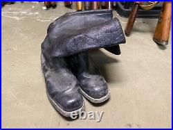 Wwii German M1931 Black Leather Jackboots- Size 12