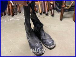 Wwii German M1931 Black Leather Jackboots- Size 12