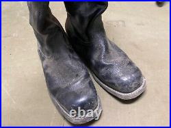 Wwii German M1931 Black Leather Jackboots- Size 12