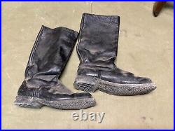 Wwii German M1931 Black Leather Jackboots- Size 12