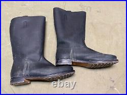 Wwii German M1931 Black Leather Jackboots- Size 12