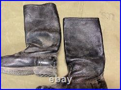 Wwii German M1931 Black Leather Jackboots- Size 12