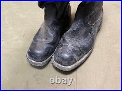 Wwii German M1931 Black Leather Jackboots- Size 12