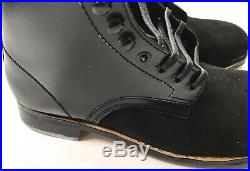 Wwii German M1942 M42 Leather Low Boots, Black Leather- Size 8
