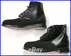 Wwii German M1942 M42 Leather Low Boots, Black Leather- Size 9