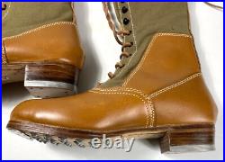 Wwii German M31 Afrika Korp Desert Combat Field Leather Web Knee Boots-size 10