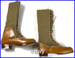 Wwii German M31 Afrika Korp Desert Combat Field Leather Web Knee Boots-size 10