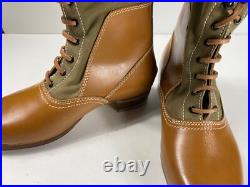 Wwii German M31 Afrika Korp Desert Combat Field Leather Web Knee Boots-size 10
