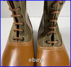 Wwii German M31 Afrika Korp Desert Combat Field Leather Web Knee Boots-size 13