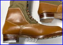 Wwii German M31 Afrika Korp Desert Combat Field Leather Web Knee Boots-size 9