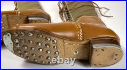 Wwii German M31 Afrika Korp Desert Combat Field Leather Web Knee Boots-size 9