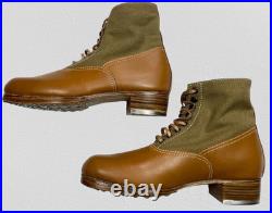 Wwii German M31 Afrika Korp Desert Combat Field Leather Web Low Boots