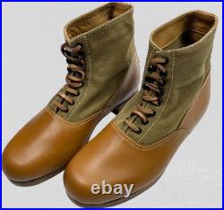 Wwii German M31 Afrika Korp Desert Combat Field Leather Web Low Boots