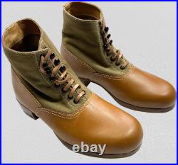 Wwii German M31 Afrika Korp Desert Combat Field Leather Web Low Boots