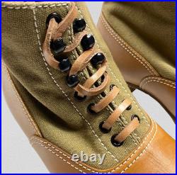 Wwii German M31 Afrika Korp Desert Combat Field Leather Web Low Boots