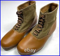 Wwii German M31 Afrika Korp Desert Combat Field Leather Web Low Boots-size 10