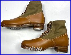 Wwii German M31 Afrika Korp Desert Combat Field Leather Web Low Boots-size 11