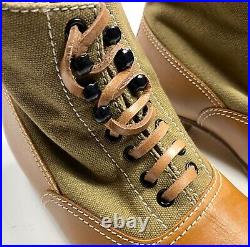 Wwii German M31 Afrika Korp Desert Combat Field Leather Web Low Boots-size 11