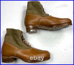 Wwii German M31 Afrika Korp Desert Combat Field Leather Web Low Boots-size 11