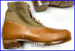 Wwii German M31 Afrika Korp Desert Combat Field Leather Web Low Boots-size 11