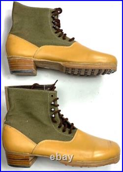 Wwii German M31 Afrika Korp Desert Combat Field Leather Web Low Boots-size 12