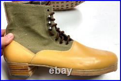 Wwii German M31 Afrika Korp Desert Combat Field Leather Web Low Boots-size 12