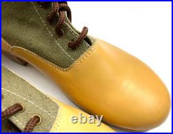 Wwii German M31 Afrika Korp Desert Combat Field Leather Web Low Boots-size 12