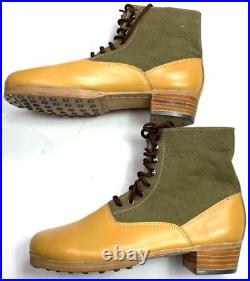 Wwii German M31 Afrika Korp Desert Combat Field Leather Web Low Boots-size 12