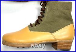 Wwii German M31 Afrika Korp Desert Combat Field Leather Web Low Boots-size 12