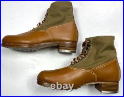 Wwii German M31 Afrika Korp Desert Combat Field Leather Web Low Boots-size 13
