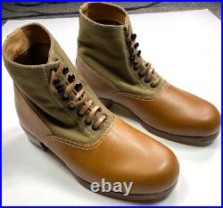 Wwii German M31 Afrika Korp Desert Combat Field Leather Web Low Boots-size 13